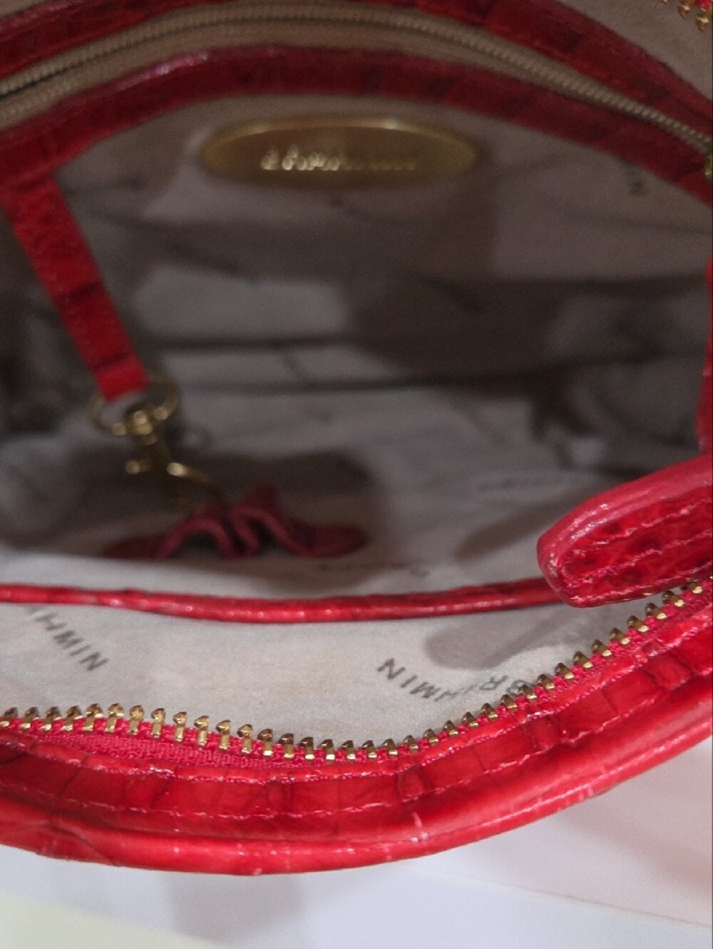 Brahmin Red Croc-Embossed Crossbody with Gold Hardware - Picture 8 of 8